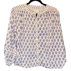 Bonheur Du Jour Floral Print Boxy Fit Button Front Blouse - size Medium